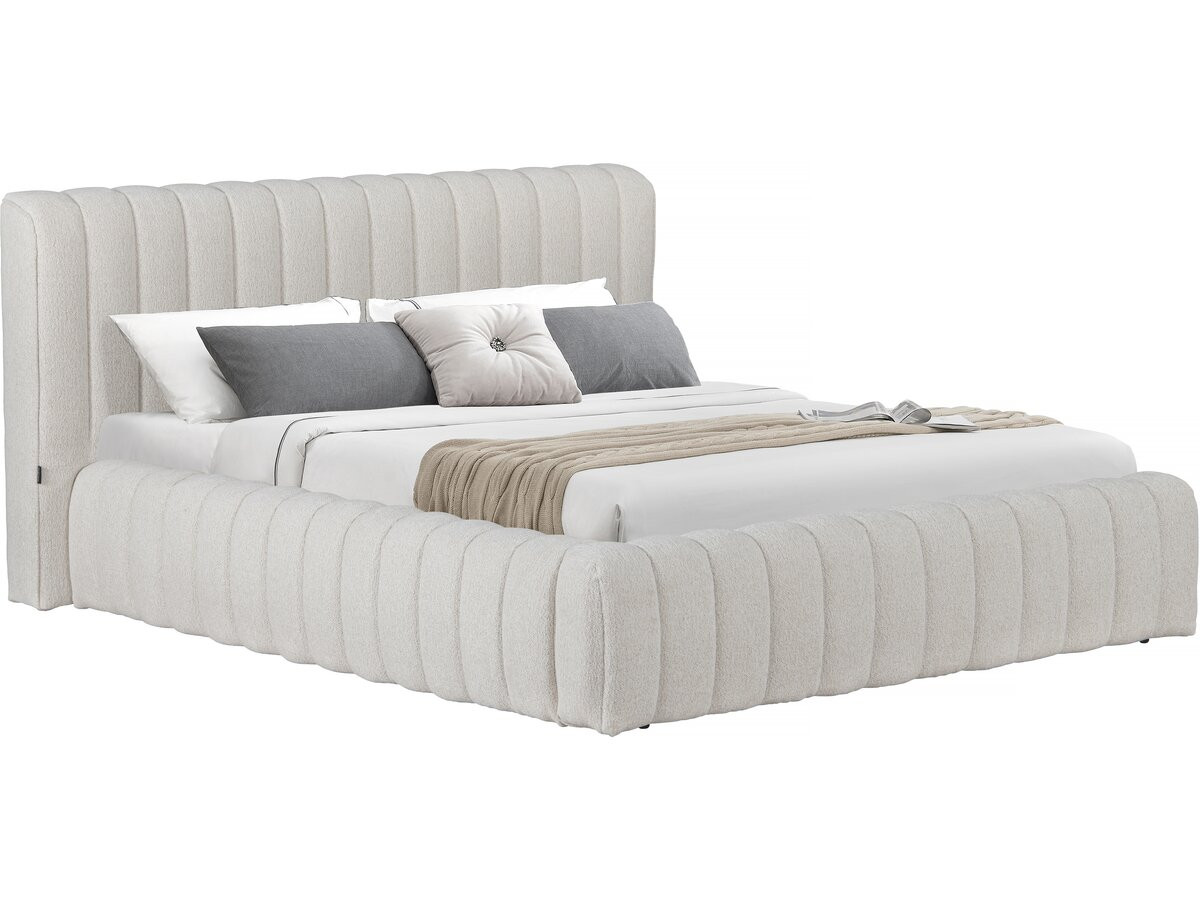 Cama doble de tela "tignes" con espacio de almacenaje - 140 x 190 cm - beig