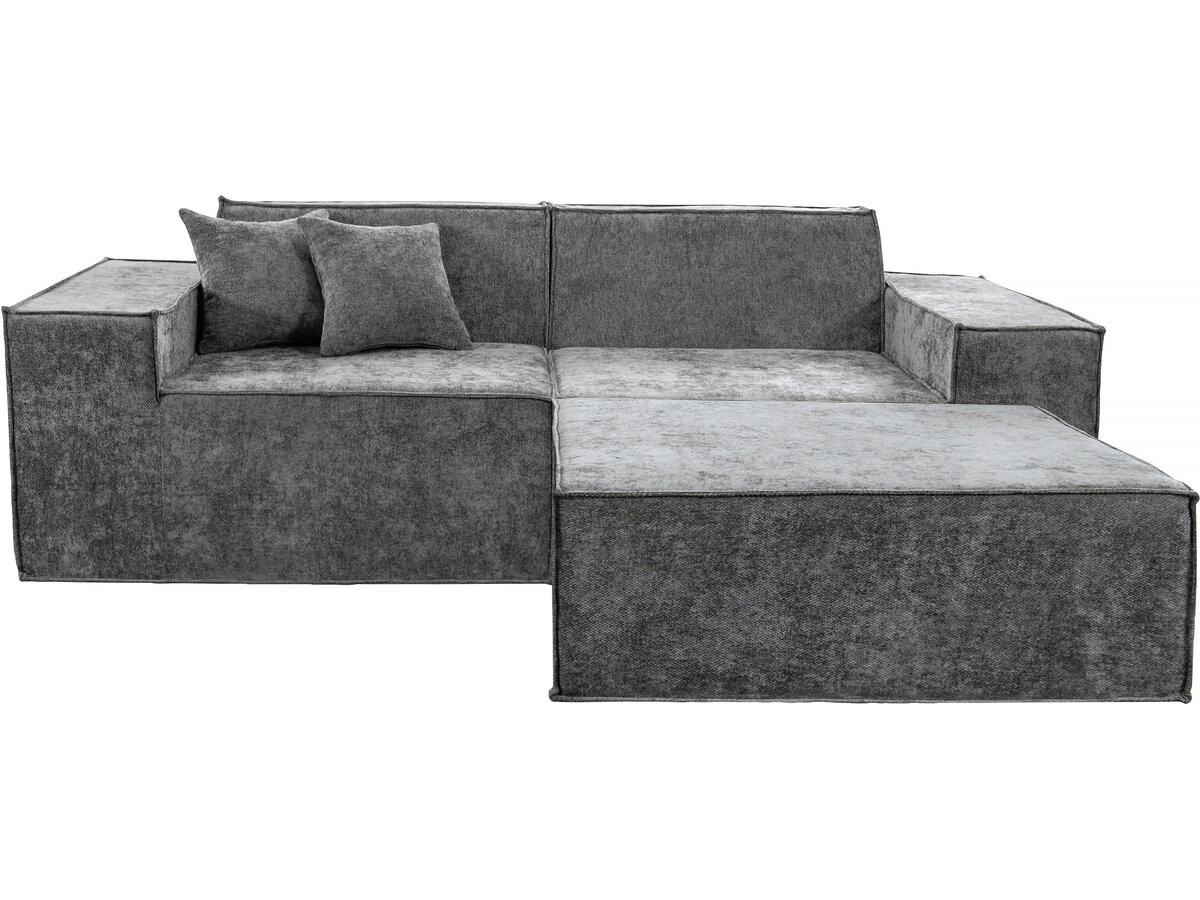 Sofá modular recto con otomana en tela texturizada "lusso" - 3 plazas - gri