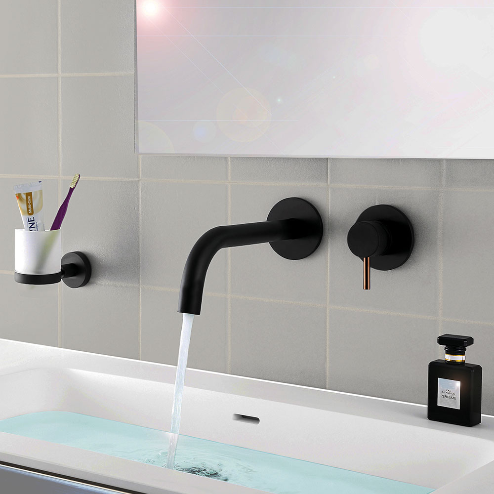Kibath grifo empotrado de lavabo monomando zuñi acabado negro mate de latón