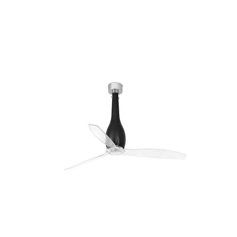 Ventilador de techo negro mate-transparente de acero y policarbonato dc 6 v