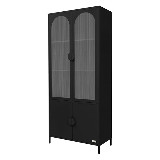 Vitrina de 4 puertas negro 185 cm de metal con 4 compartimentos