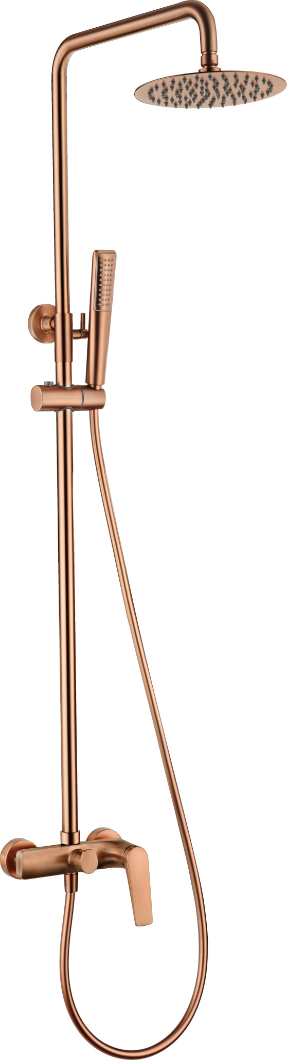 Columna de ducha monomando extensible, griferia baño oro rosa cepillado