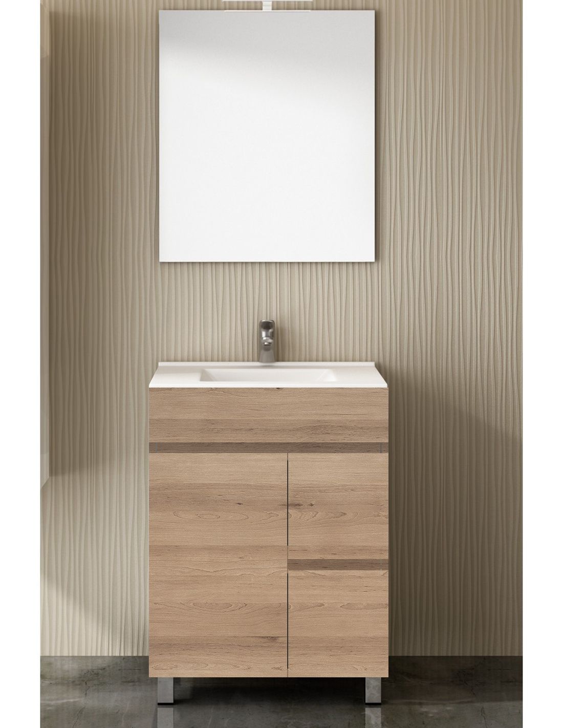 Mueble de baño isquia con lavabo y espejo 60x45cm estepa