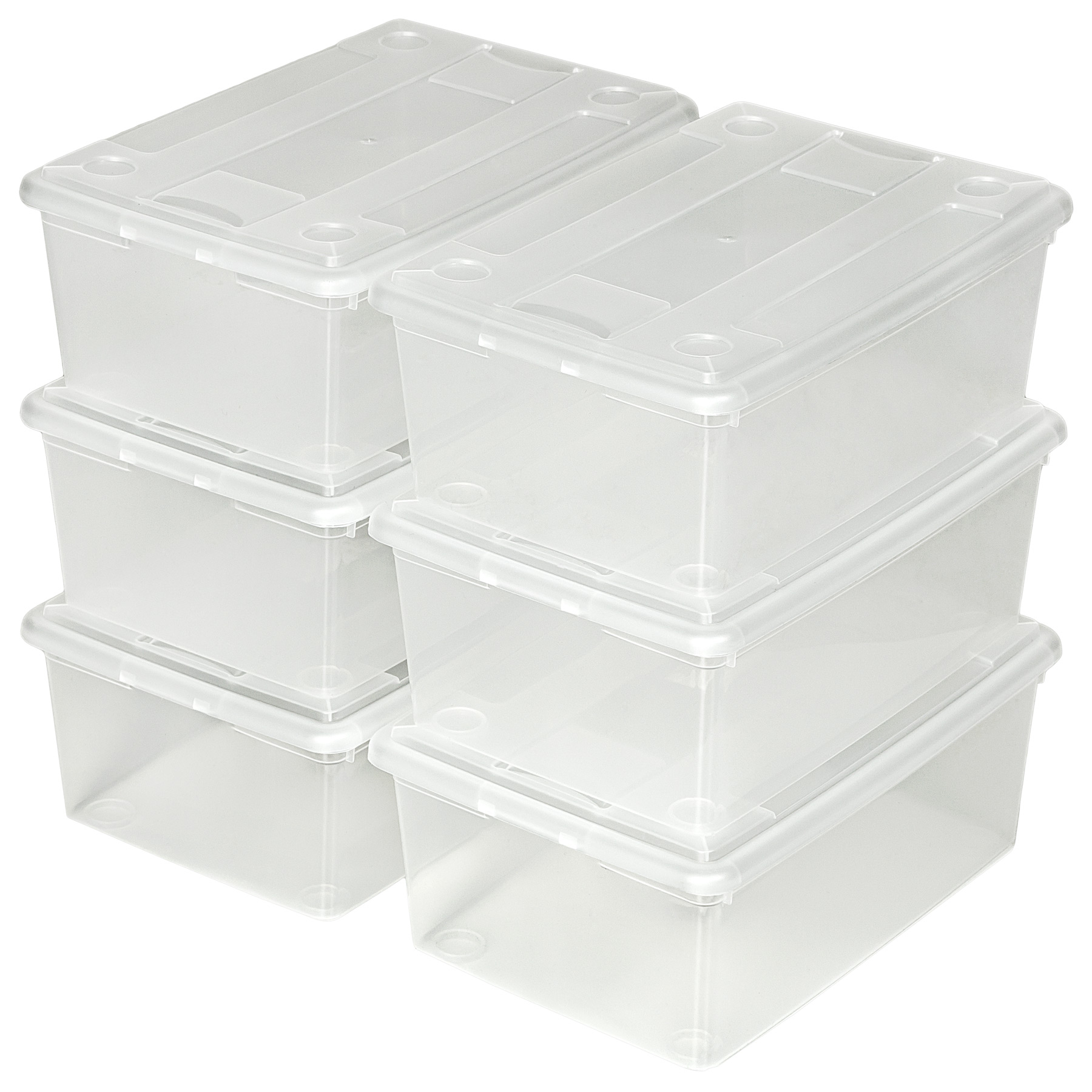 Set de 24 cajas transparentes de almacenaje apilables con tapa