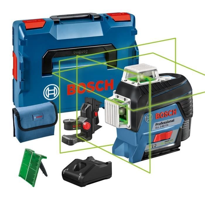 Láser línea verde 12v gll 3-80 cg + batería gba 2ah + cargador gal 1230 cv