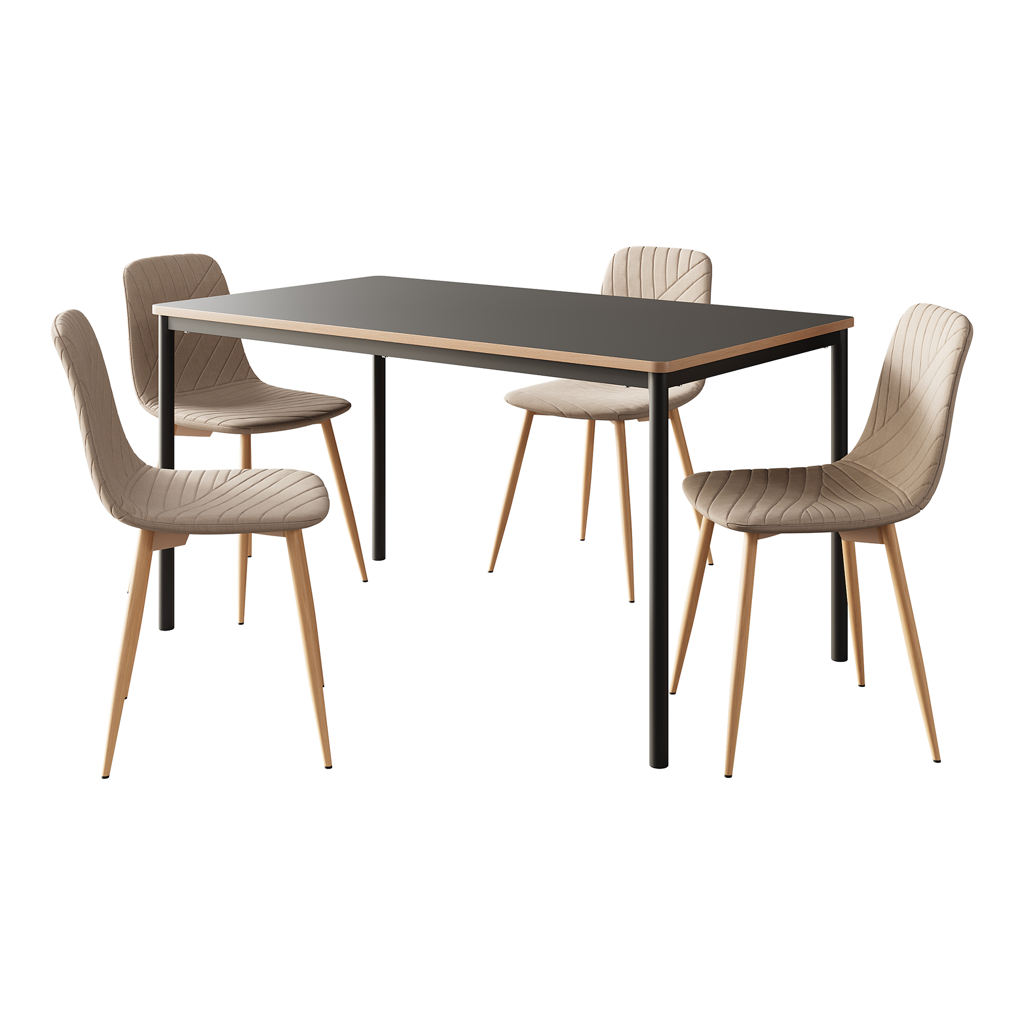 Juego de comedor lindesberg mesa rectangular 4 sillas - marrón claro