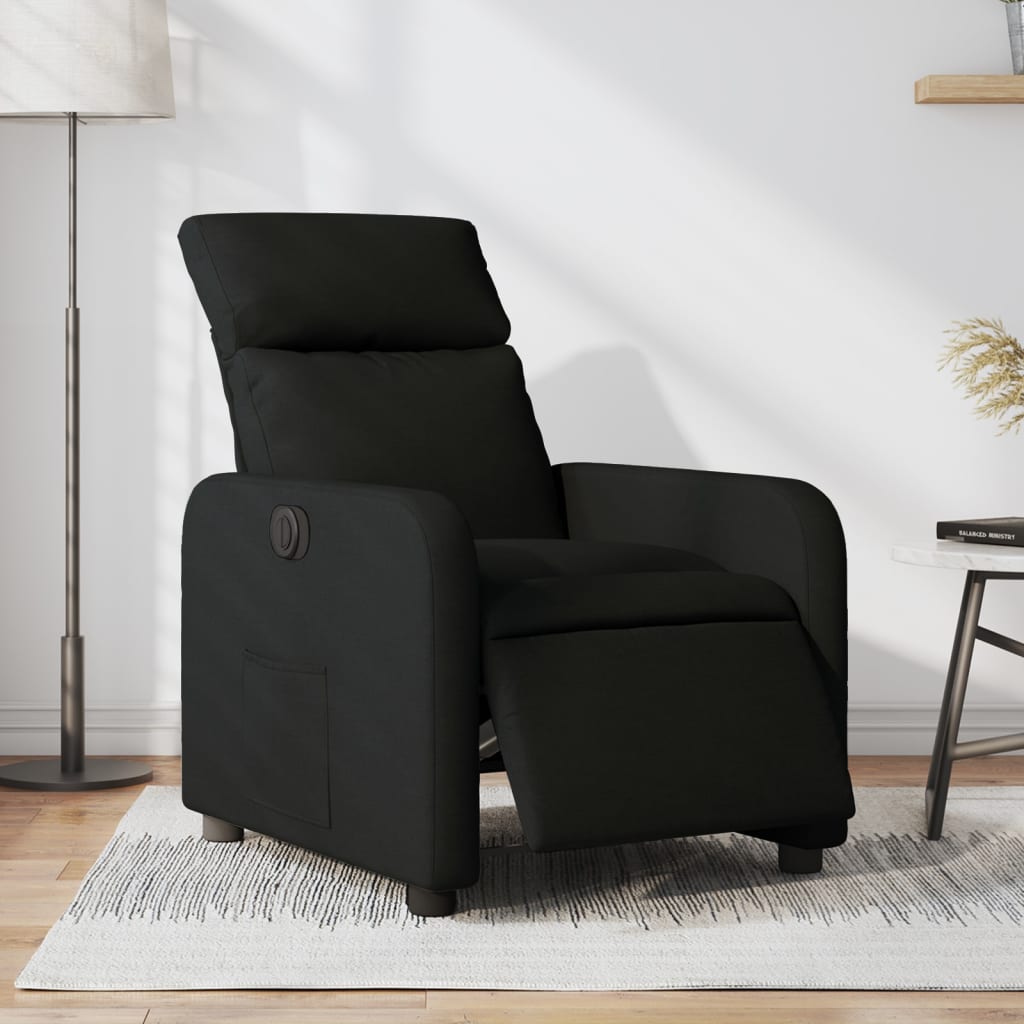 Sillón reclinable eléctrico de tela negro qweo1440