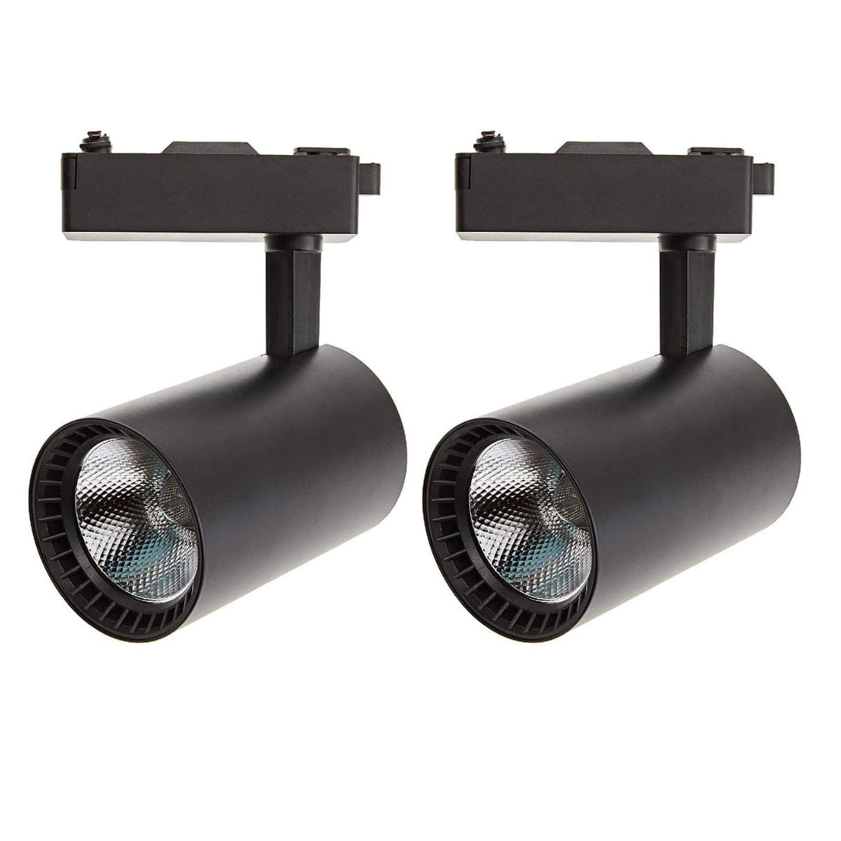 2x foco LED carril negro 30w, blanco frio 6000k, 2200 lm, 220v monofásico
