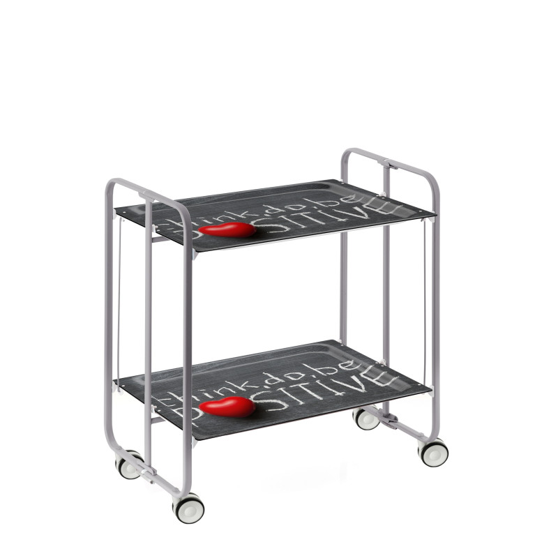 Carrito auxiliar con ruedas bauhaus armazón metálico gris, 2 bandejas