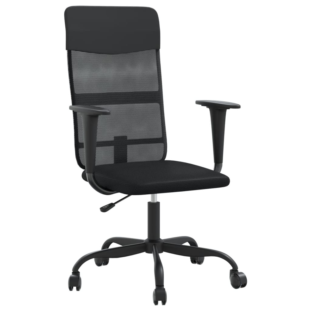 vidaXL silla de oficina altura ajustable tela malla y cuero pe negro