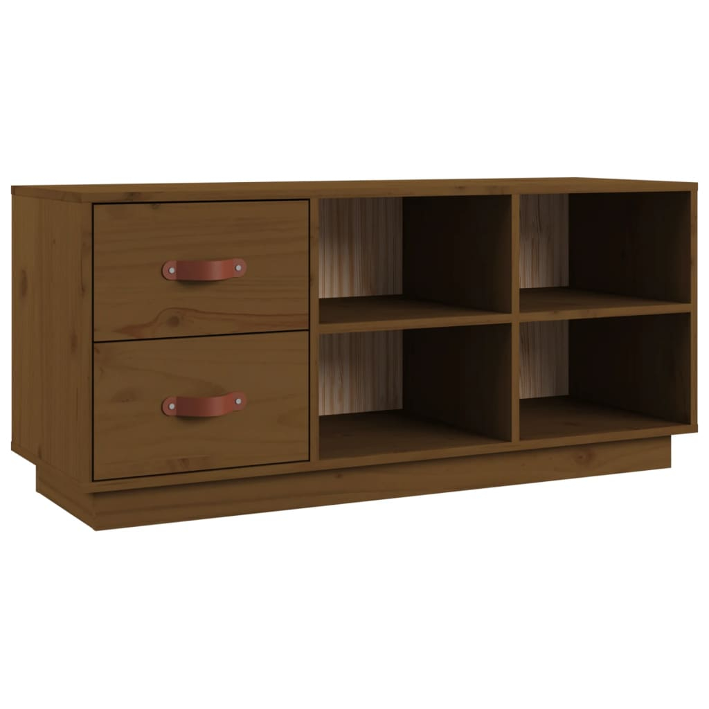 vidaXL zapatero madera maciza de pino marrón miel 100x34x45 cm