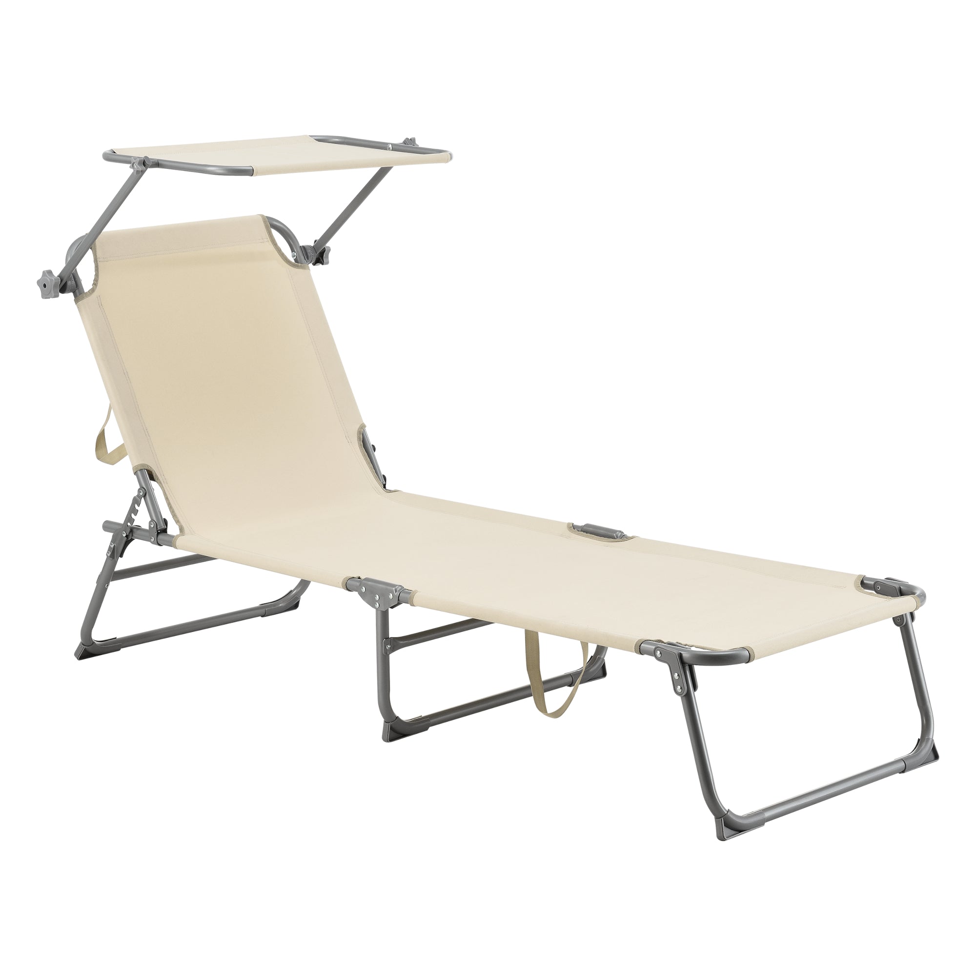 Tumbona con parasol acero poliéster plata mate beige 03_0006410