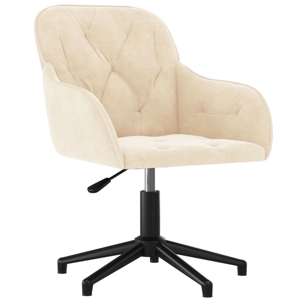Silla giratoria de oficina/estudio de terciopelo color crema 02_0024104