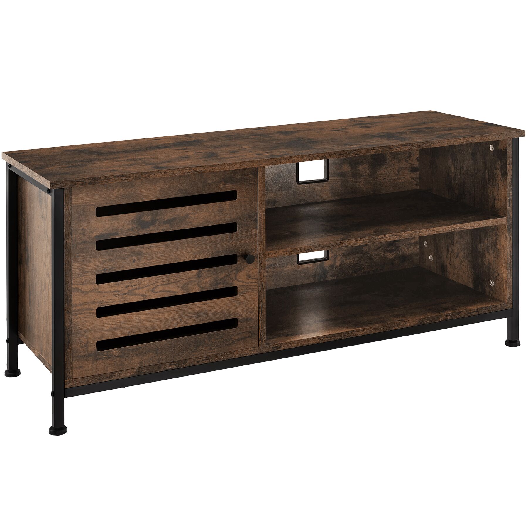 Mueble bajo para televisor 110x41,5x50,5cm, madera industrial oscura