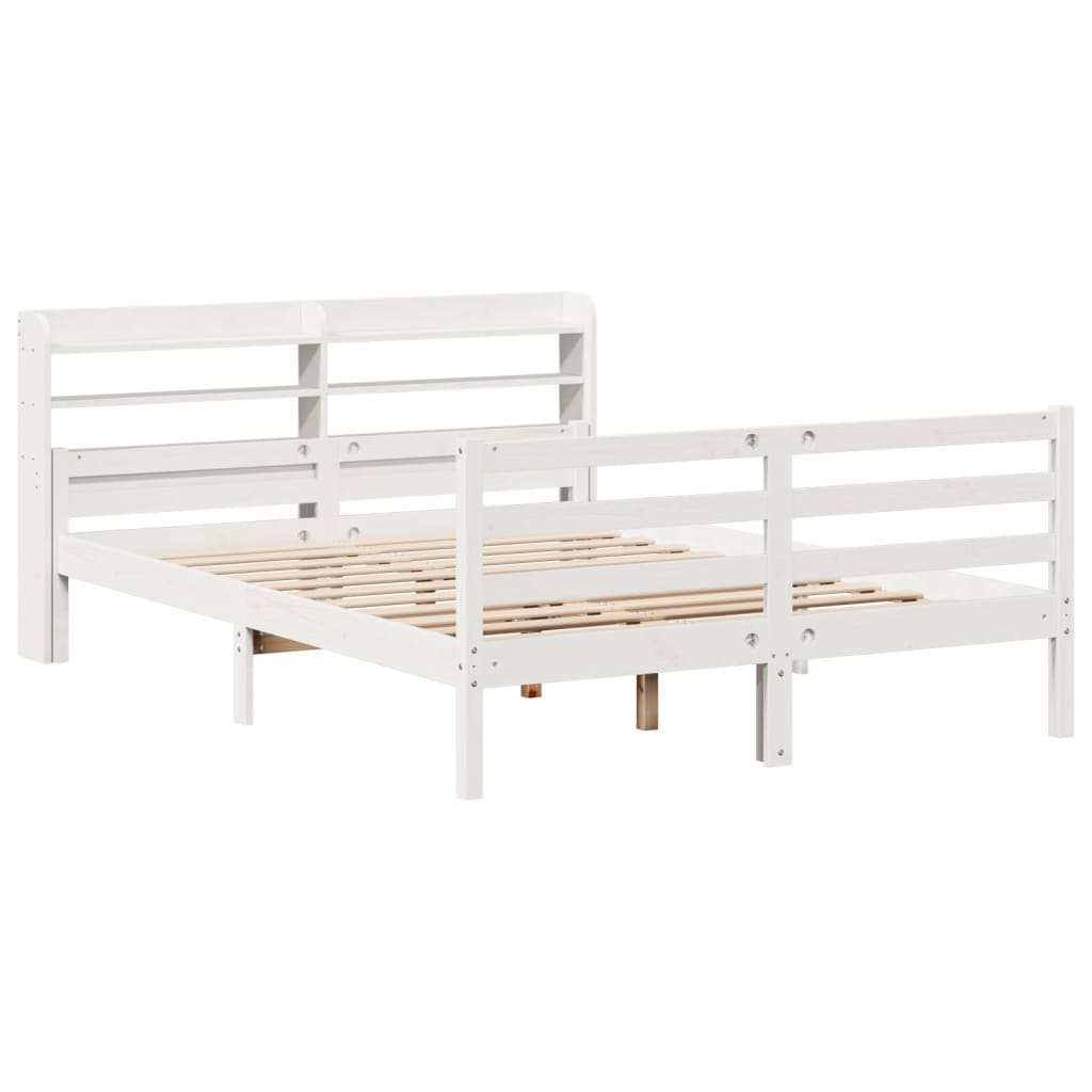 vidaXL estructura de cama con cabecero madera pino blanco 135x190 cm
