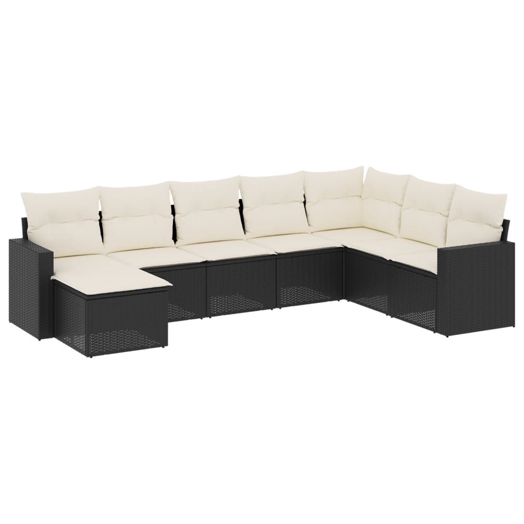 vidaXL set de sofás de jardín 8 piezas y cojines ratán sintético negro