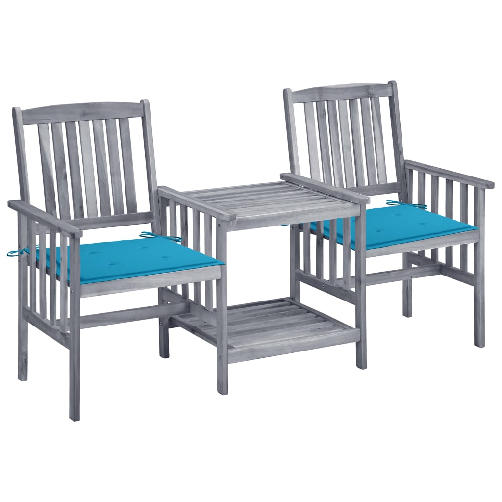 vidaXL sillas de jardín con mesita y cojines madera maciza acacia