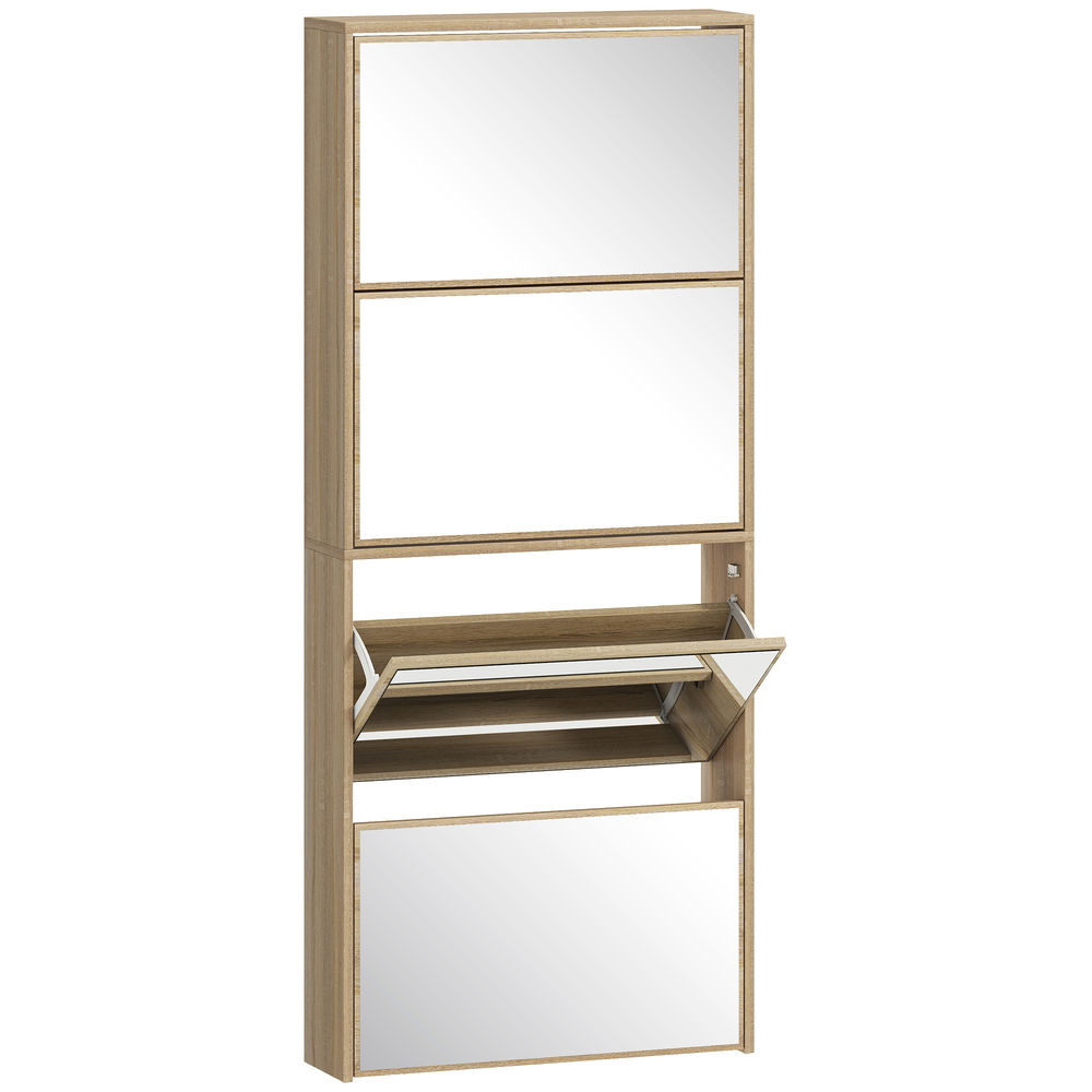 Zapatero estrecho 63x17x146 cm color marrón Homcom