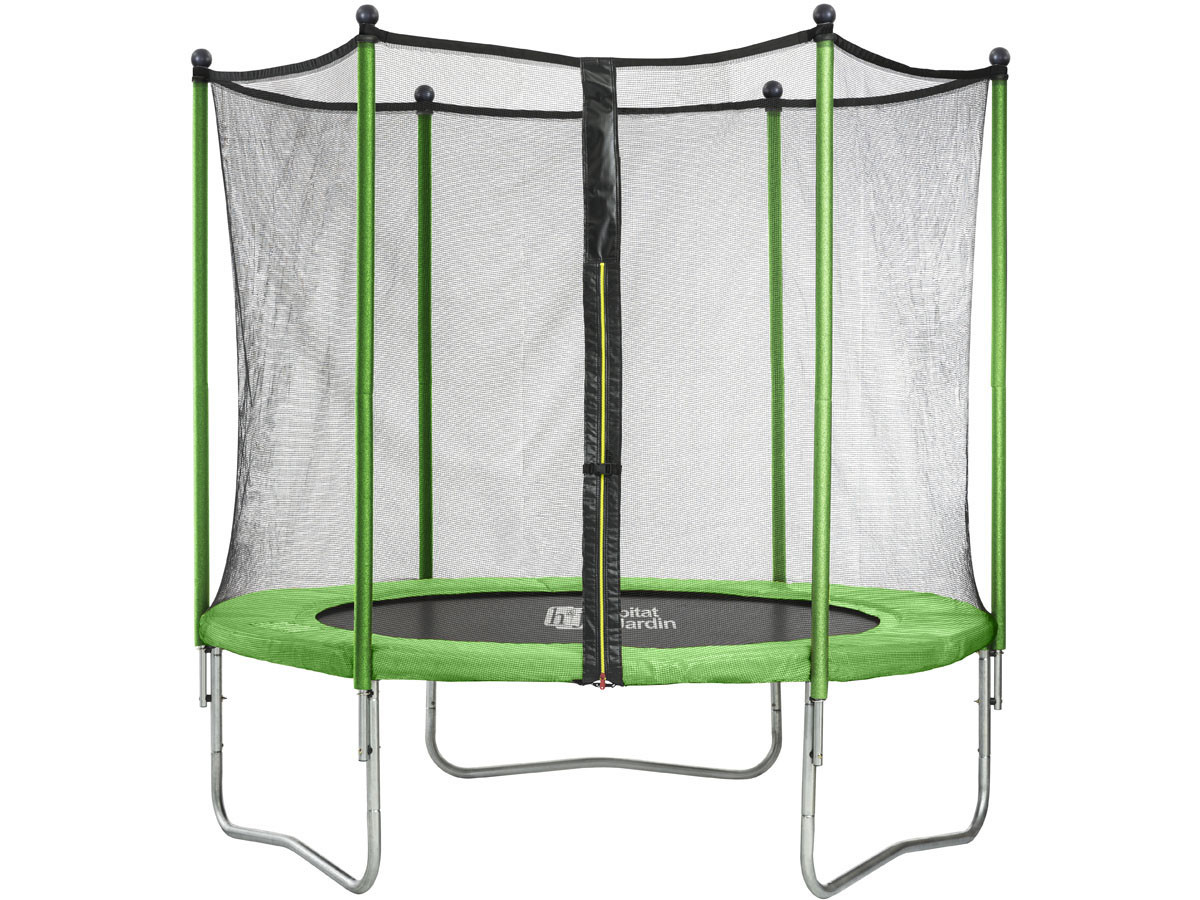 Cama elástica "yoopi" - ø 1.8 m - con red + escalera + cubierta de protecci