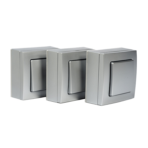 Set 3 interruptor superficie 10a cromado