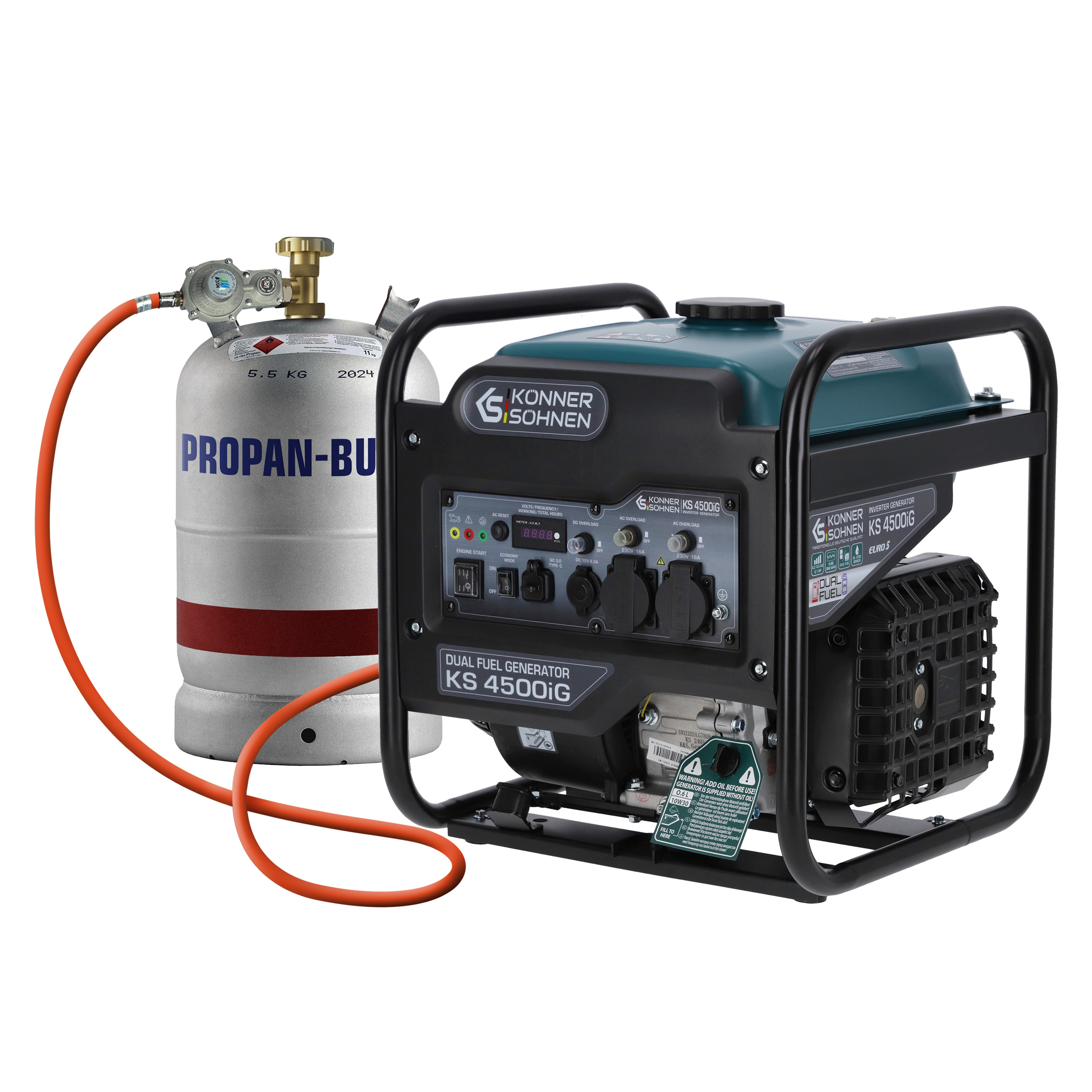 Generador inverter de doble combustible gas/gasolina KS 4500iG 4.5kW USB