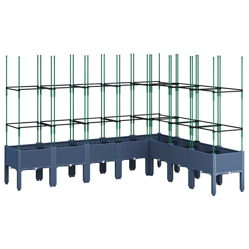 vidaXL jardinera con enrejado pp azul gris 200x160x142,5 cm