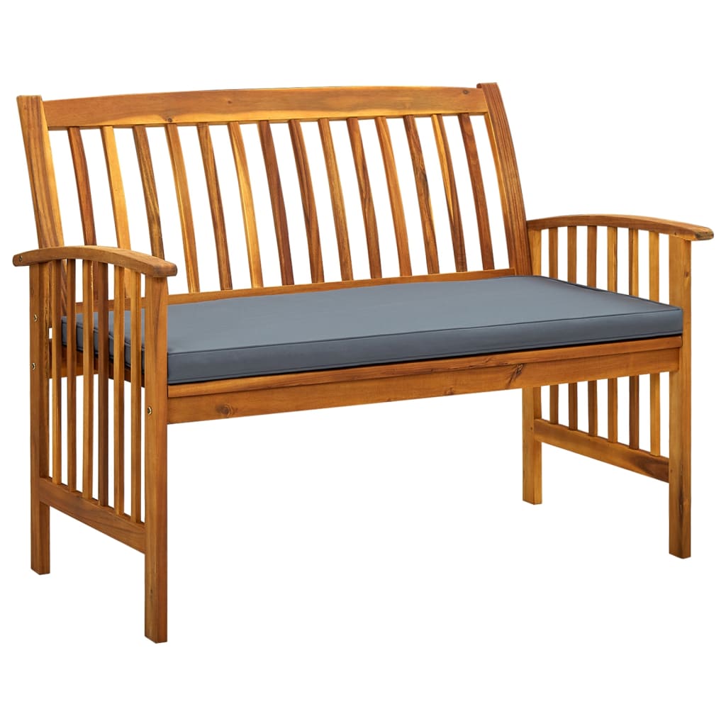 Banco de jardín con cojines 119 cm madera maciza de acacia es9449