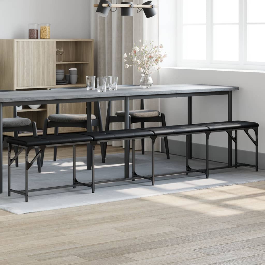 Banco de comedor acero y cuero sintético negro 248x32x45 cm oif808021