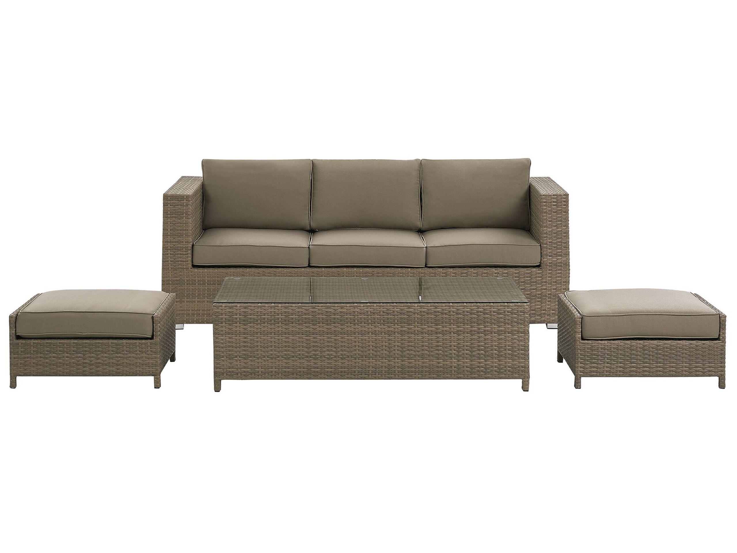 Conjunto de jardín con mesa 5 plazas belluno ratán sintético marrón