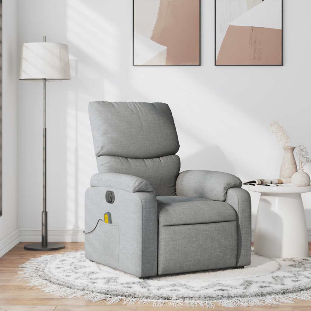Sillón reclinable de masaje de tela gris claro qweo7094