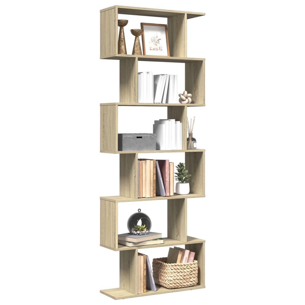 Librería divisora 6 niveles madera roble sonoma 70x24x193 cm