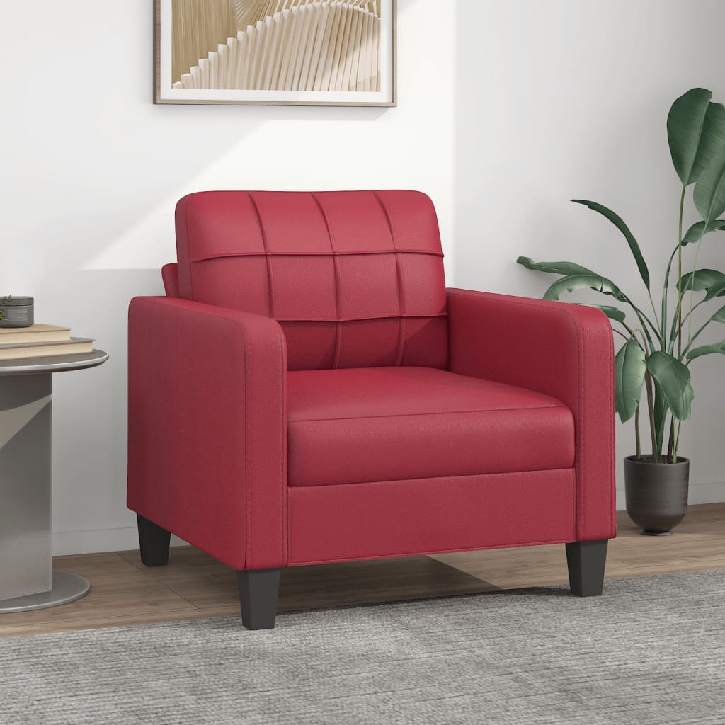Sillón cuero sintético rojo tinto 60 cm qweo2834