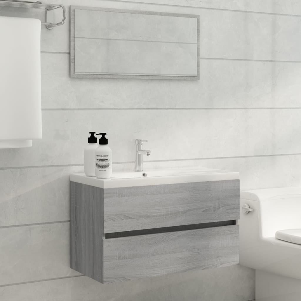 Set de muebles de baño 2 pzas madera contrachapada gris sonoma(sin lavabo)