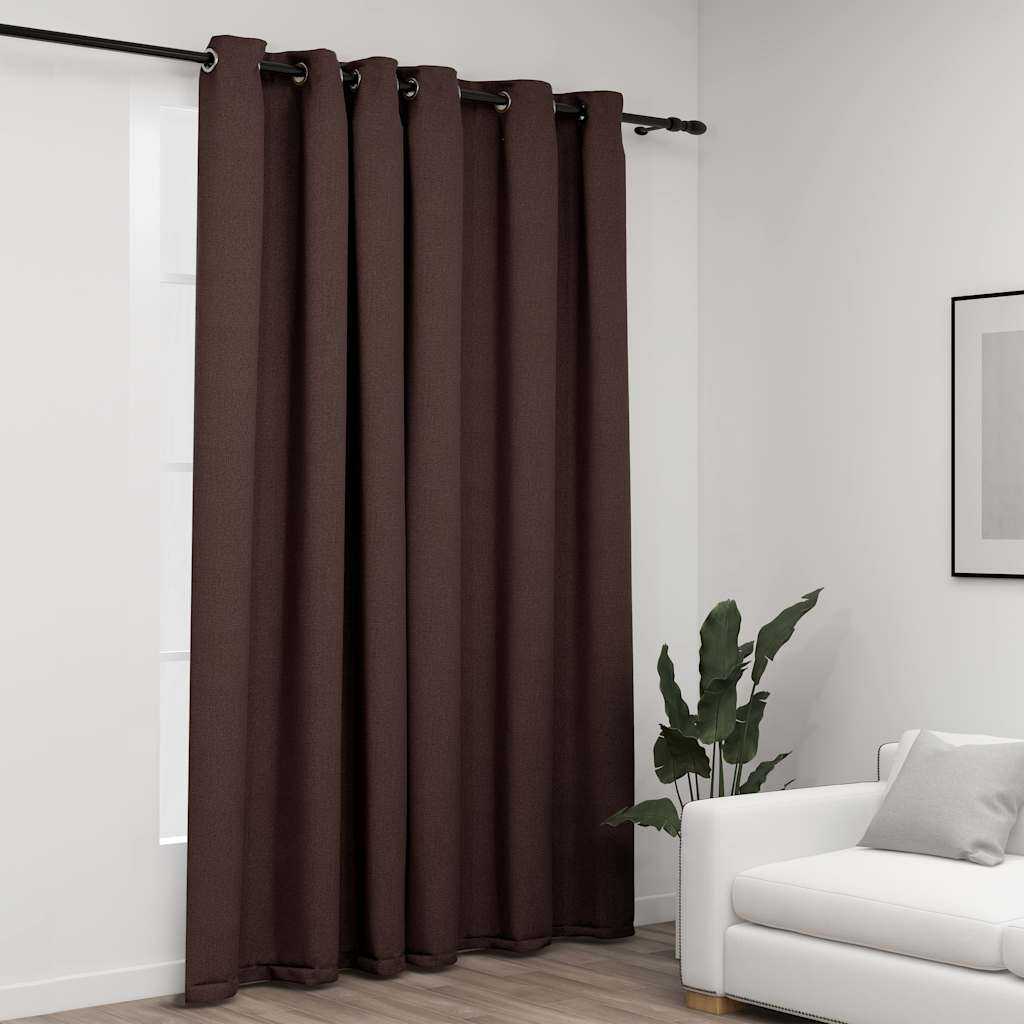 vidaXL cortina opaca con ojales look de lino gris taupe 290x245 cm