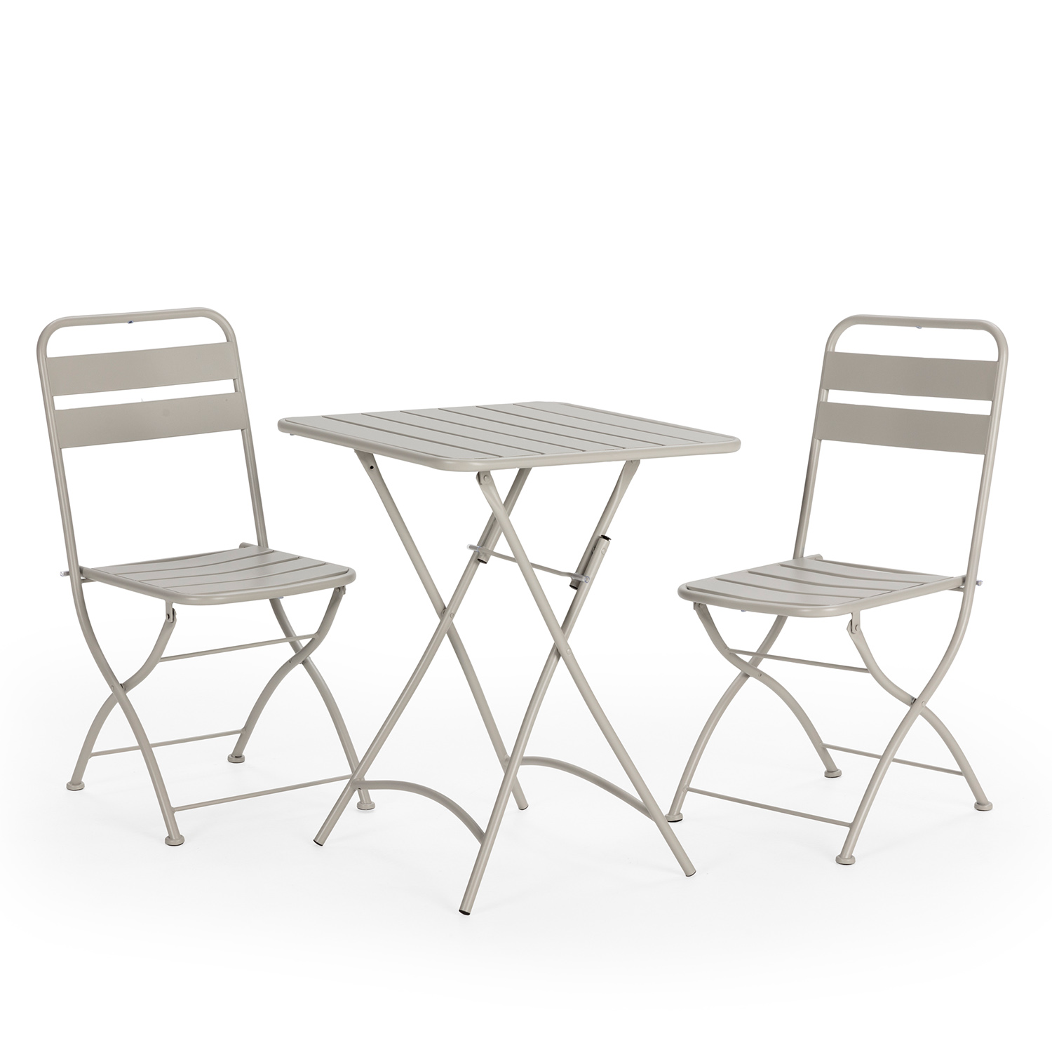 Conjunto muebles de jardín perla 3 piezas gris, mesa y 2 sillas