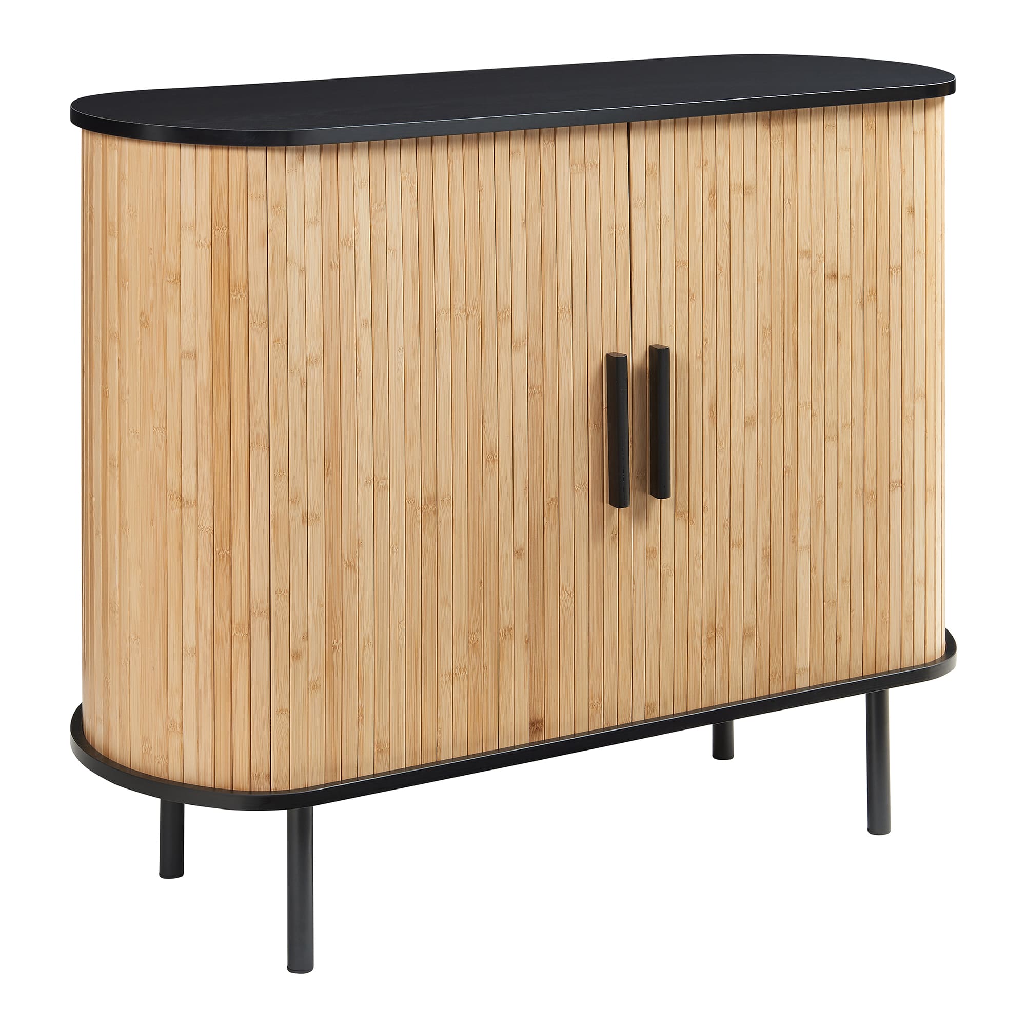 Aparador tvedestrand bambú con puertas 100x40x80cm - negro/efecto madera