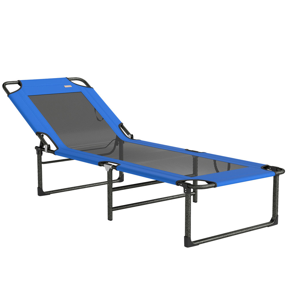 Tumbona 175x58x68 cm acero, textilene color azul Outsunny
