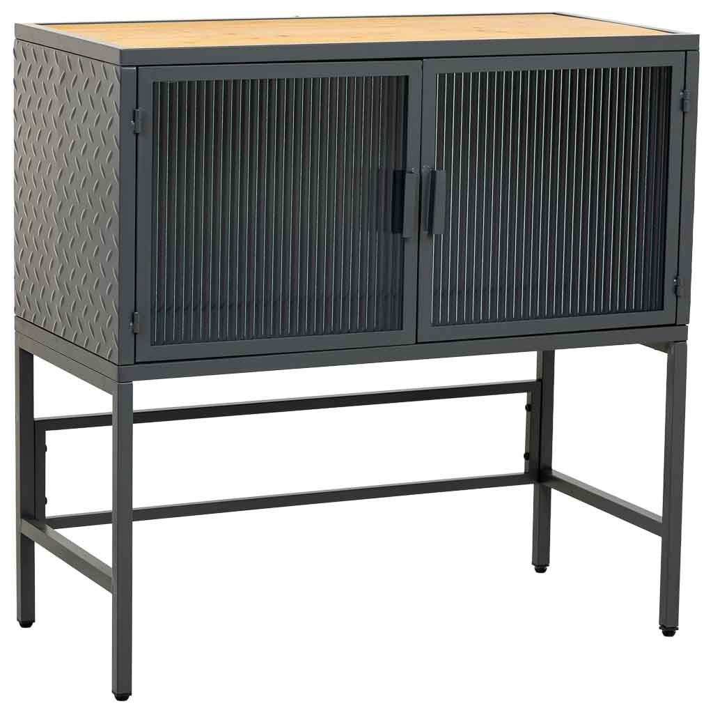 Aparador de vidrio, metal y madera 2 puertas, negro80x38x80,5h cm