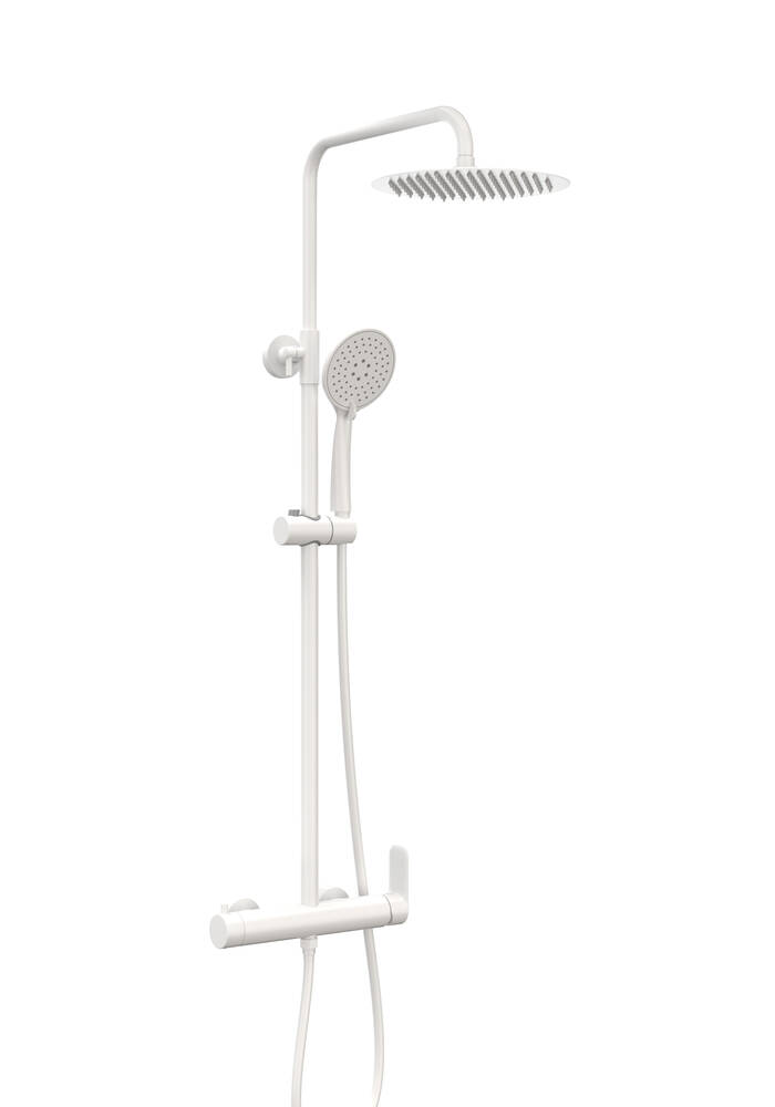 Conjunto de ducha monomando inverter cassio redondo blanca 90-140cm antical