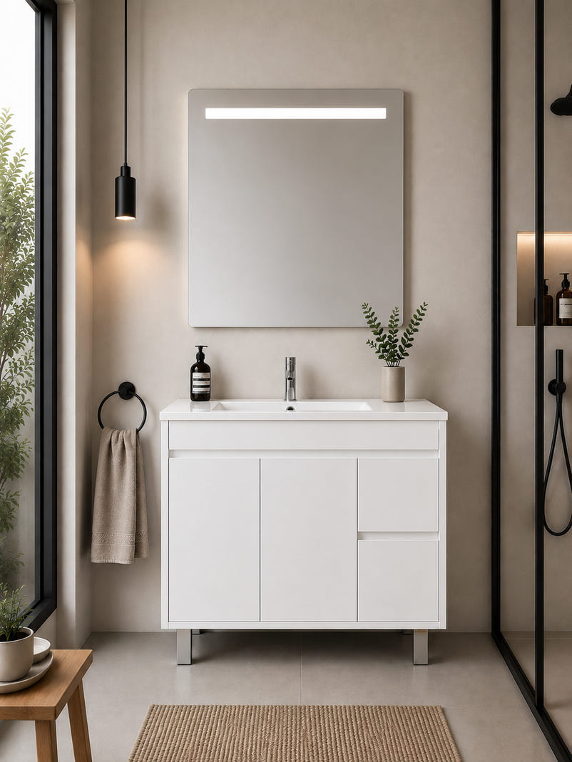 Mueble de baño con lavabo isquia sin espejo 120x45 cm 1 seno blanco