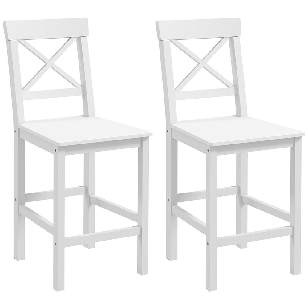 Taburetes de bar 41x46x97.5 cm madera de pino color blanco Homcom