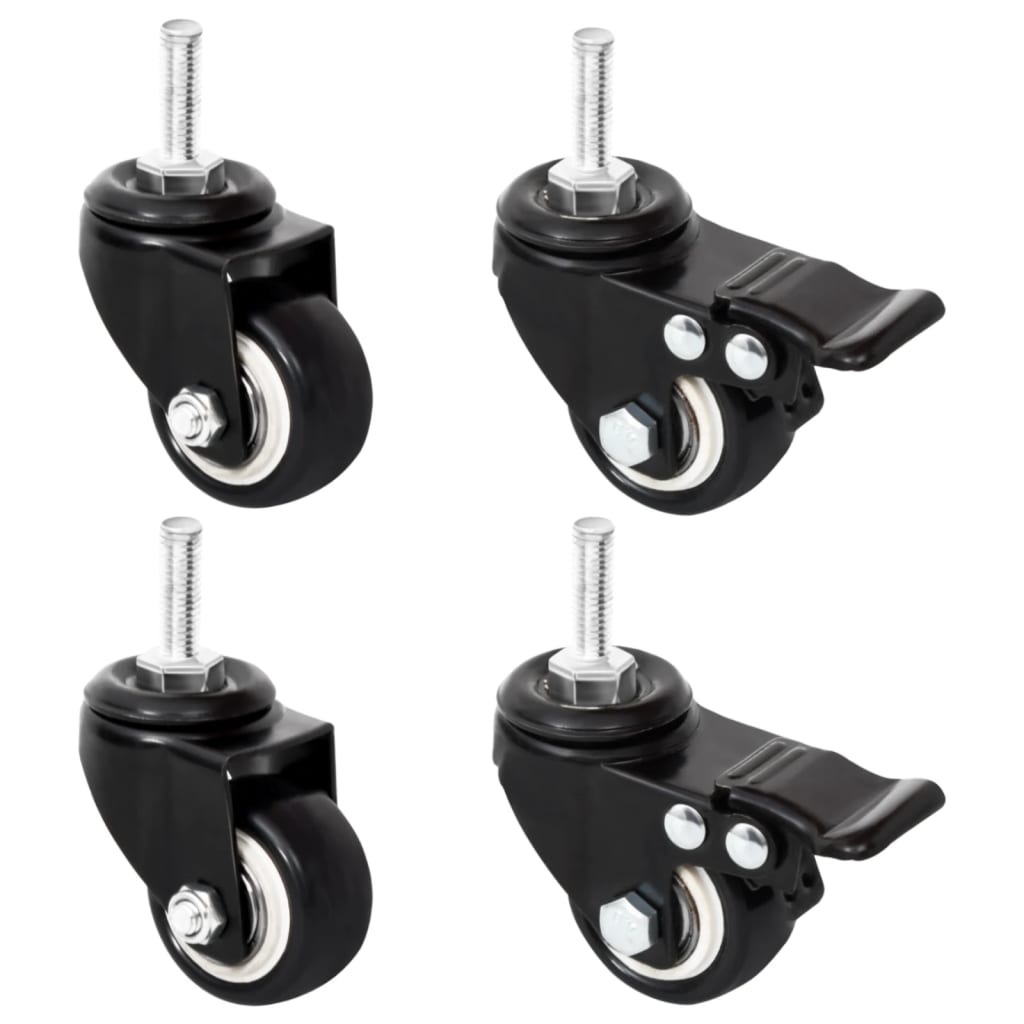 vidaXL ruedas para macetero 4 uds hierro negro 8x3,5x8 cm
