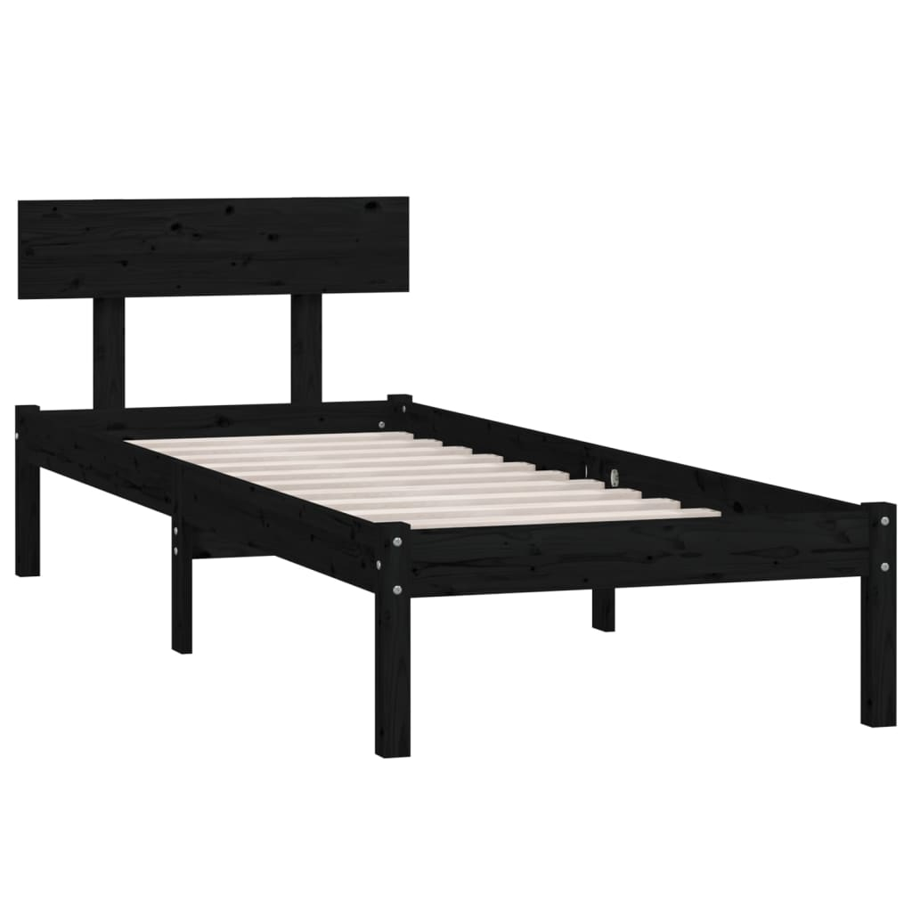 vidaXL estructura de cama individual pequeña sin colchón madera negro