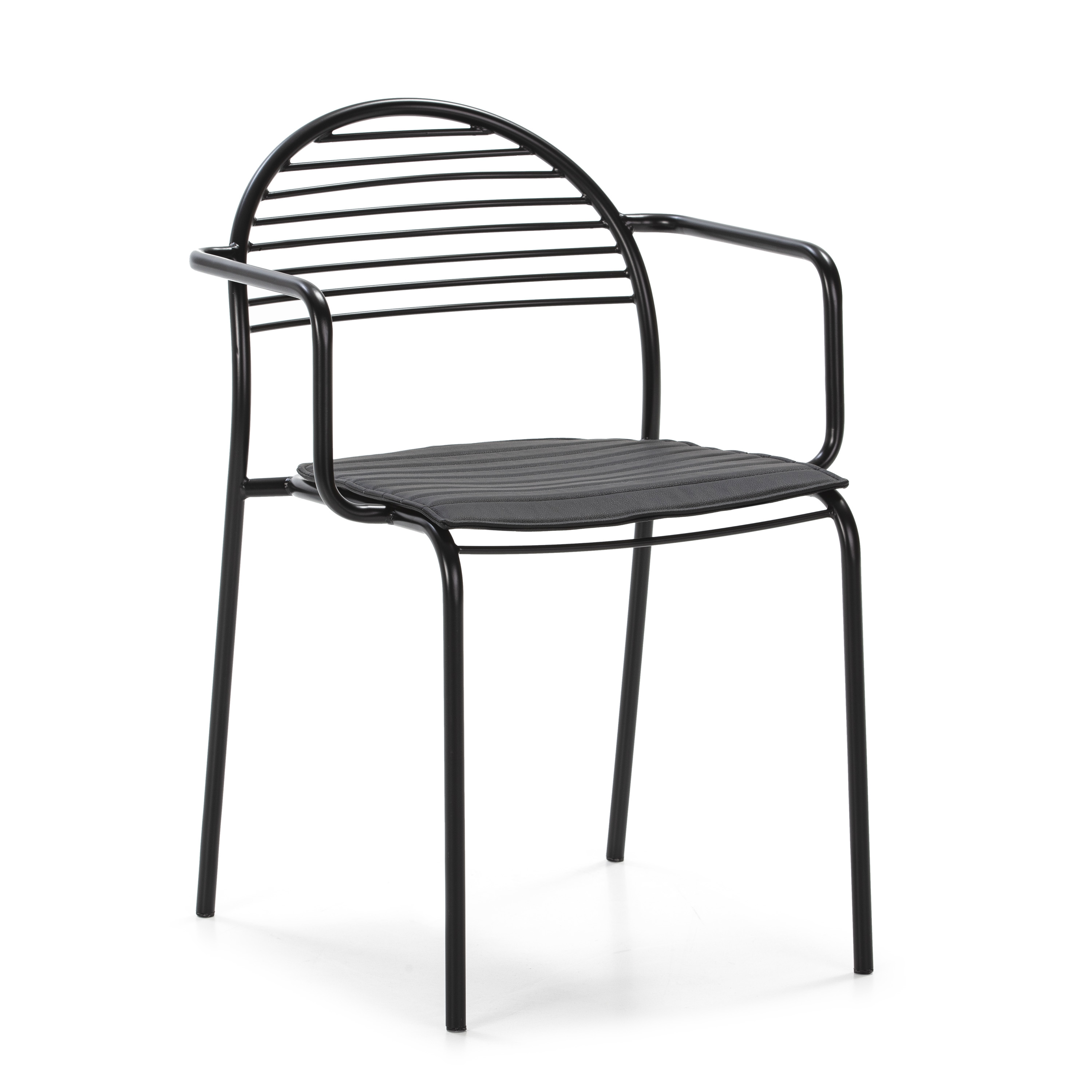 Silla 57x55x80 metal negro, cojin polipiel negro