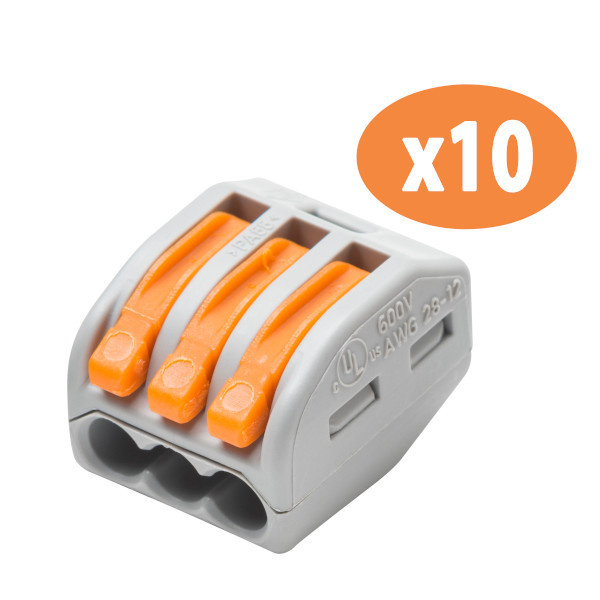 Regletas de palanca 3 vías 0,08-4mm wago 10 uds