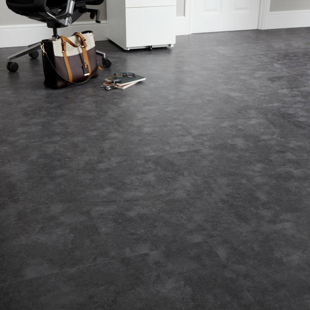 Suelo vinílico Auto adhesivo PVC gris oscuro Poprock