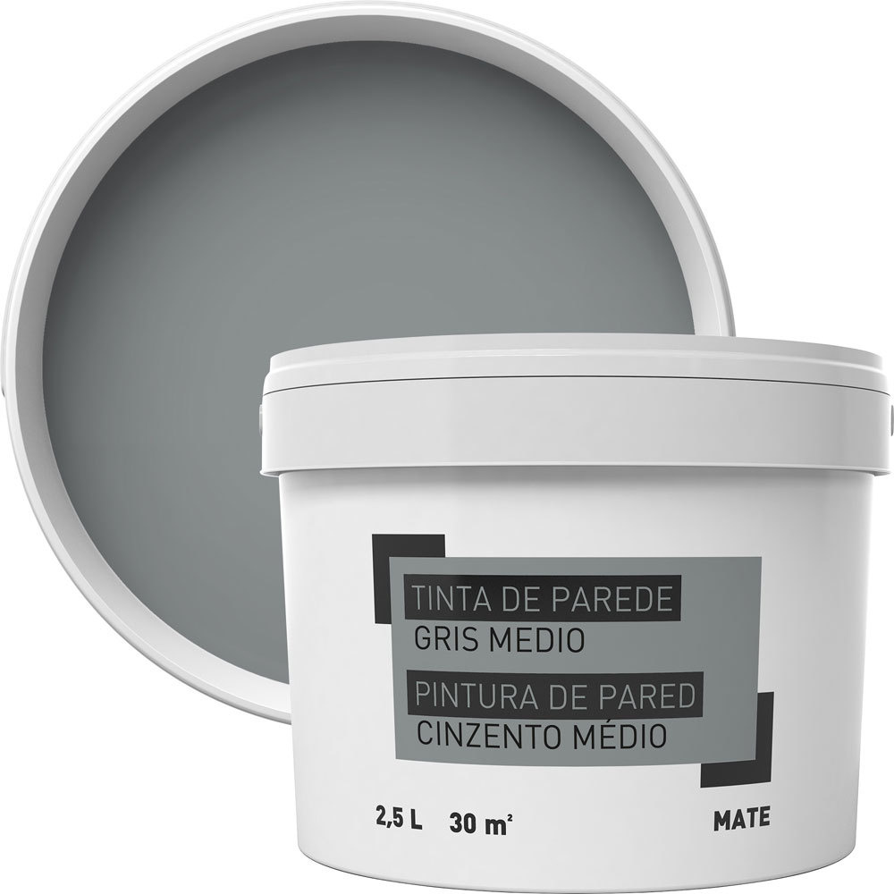 Pintura para paredes gris medio 2,5 l