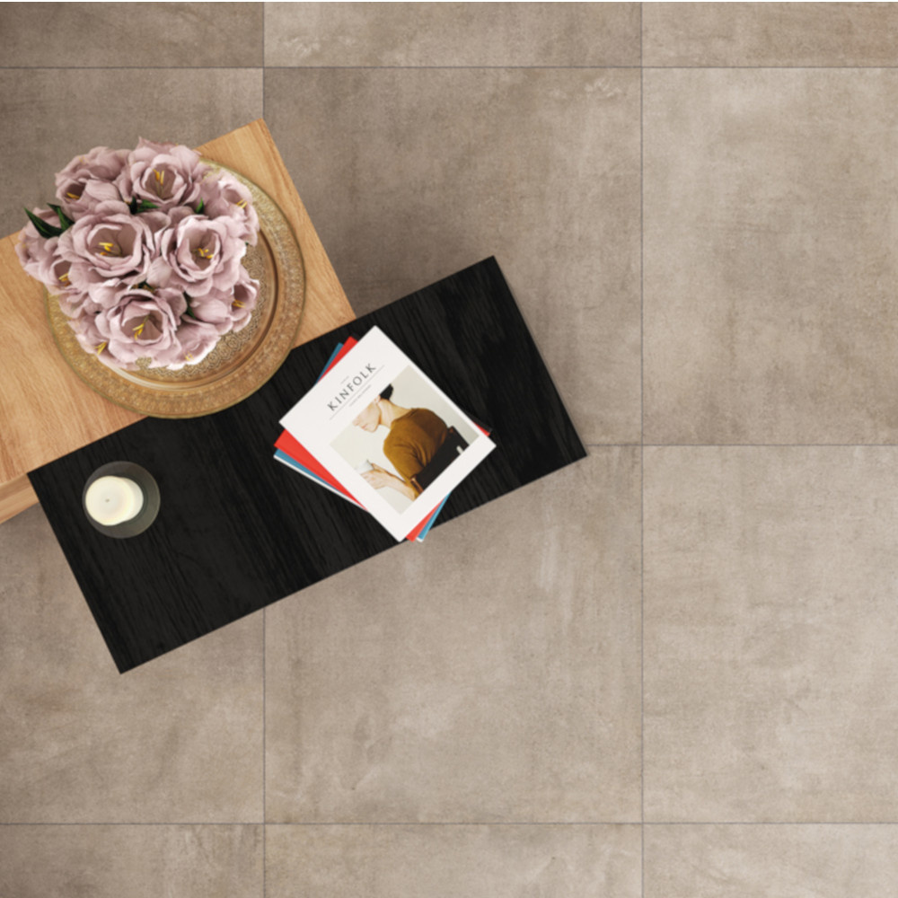 Suelo porcelánico cemento beige 60x60cm C1 Structured