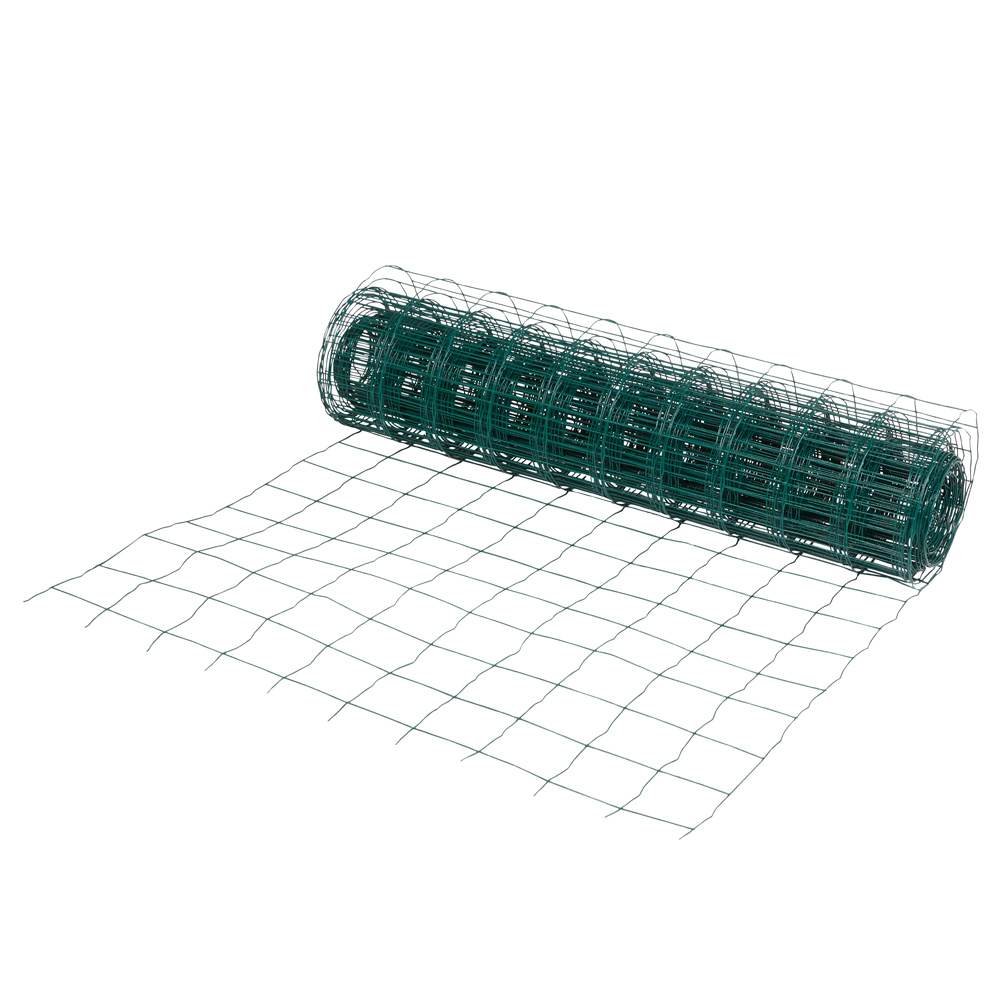 Malla soldada plastificada 1 x 20 m - hueco 100 x 100 mm