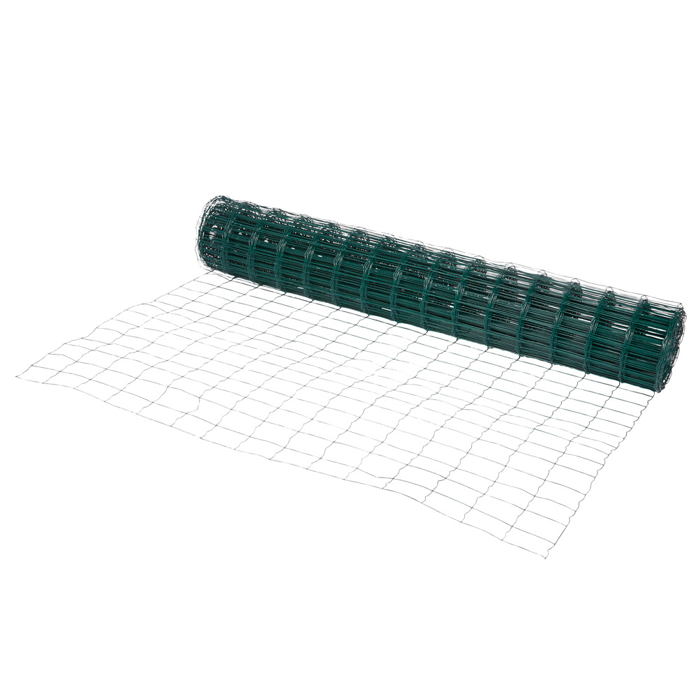 Malla soldada plastificada 1,5 x 25 m - hueco 100 x 75 mm